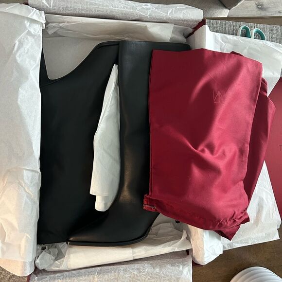 Tamara Mellon mid calf boots 75cm heel napa leather black 39.5 new never worn - Picture 4 of 4